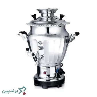 سماور برقی عالی نسب (Alinasab)، مجهز به بدنه برنجی ضخیم با روکش نیکل-کروم