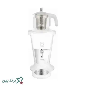 سماور برقی میگل (Migel) با مخزن شیشهای و نورپردازی LED، مناسب برای خانوادههایی با جمعیت متوسط