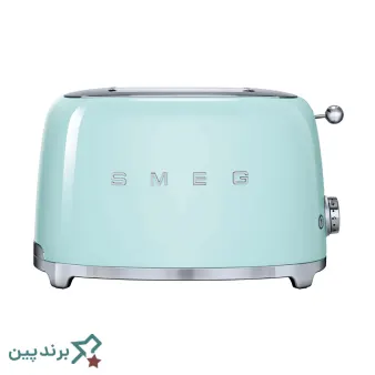 توستر اسمگ (Smeg) با بدنه فولاد ضدزنگ و رنگ کورهای پاستلی، مناسب برای آشپزخانههای نئوکلاسیک و مدرن
