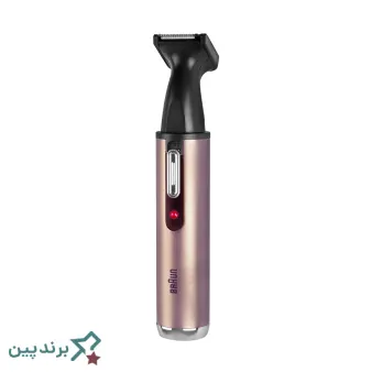 موزن گوش و بینی براون (Braun) با تیغه فولادی چرخشی و بدنه استوانهای، مناسب برای سفر و استفاده روزمره